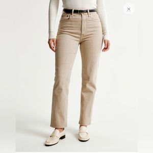 Abercrombie & Fitch Curve Love Ultra High Rise Ankle Straight Jean - Khaki - 28
